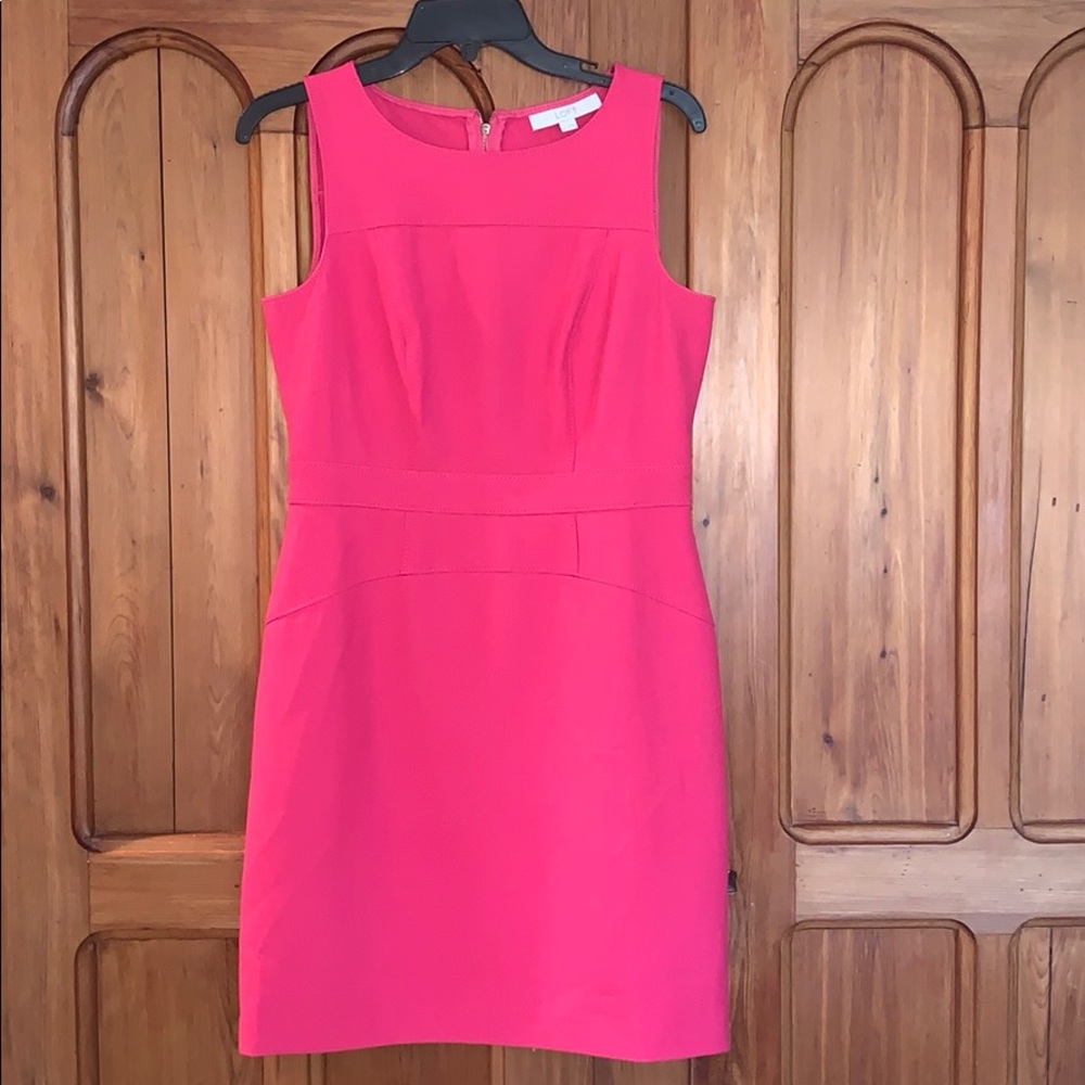 Loft Bright pink tailored sleeveless dress
